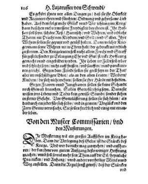 Von den Muster Commissarien/ vnd den Musterungen.