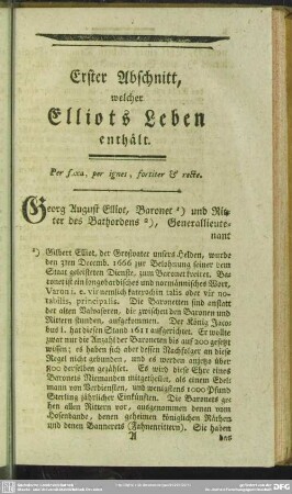 Erster Abschnitt, welcher Elliots Leben enthält
