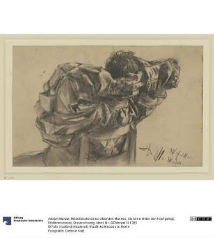 Modellstudie eines sitzenden Mannes, die Arme hinter den Kopf gelegt, Welfenmuseum, Braunschweig