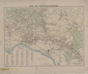 Plan von Radebeul und Kötzschenbroda, 1:12 500, Lithographie, 1905 : Plan der Lössnitzortschaften / bearbeitet von R. Mittelbach. - 1:12 500. - Leipzig : Mittelbach , [1905]. - 1 Kt. : mehrfarb. Lithogr. ; 63 x 47 cm