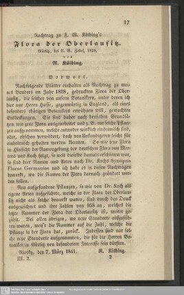 Nachtrag zu F. W. Kölbing´s Flora der Oberlausitz : Görlitz, bei C. G. Zobel, 1828