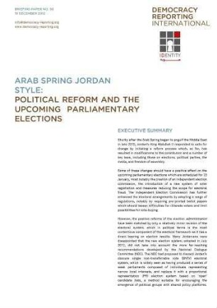 Arab Spring Jordan style : political reform and the upcoming parliamentary elections