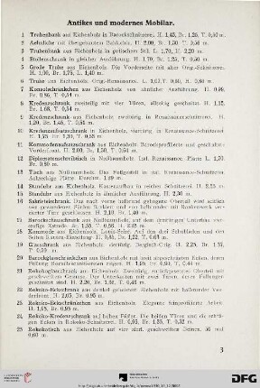 Antikes und modernes Mobiliar (Nr. 1-89)