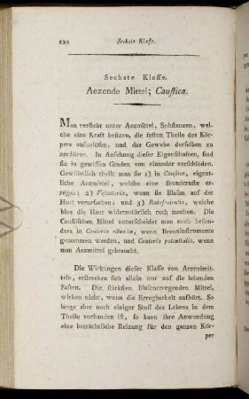 Sechste Klasse. Aezende Mittel; Caustica.
