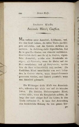 Sechste Klasse. Aezende Mittel; Caustica.