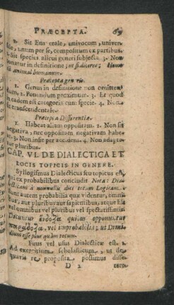 Cap. VI. De Dialectica Et Locis Topicis In Genere.