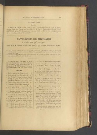 Catalogue de monnaies