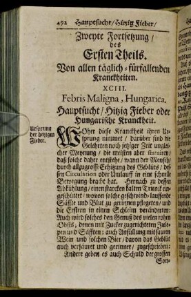 Zweyte Fortsetzung / des Ersten Theils. von allen täglich-fürfallenden Kranckheiten.