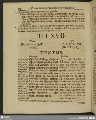 Tit. XVII. Von Reassumtion des Processes