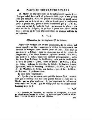 § VII. Observations sur les longitudes & les latitudes