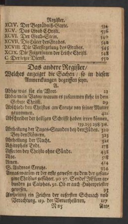 Das andere Register/ Welches anzeiget die Sachen / so in diesen Anmerckungen begriffen seyn
