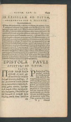 In Epistolam Ad Titum, Argumentum ...