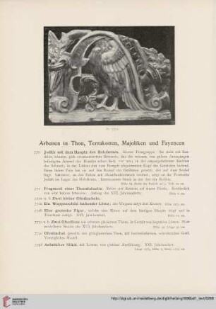 Arbeiten in Thon, Terrakotten, Majoliken und Fayencen (770-800h)
