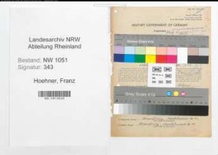 Entnazifizierung Franz Hoehner , geb. 25.07.1900 (Gastwirt)
