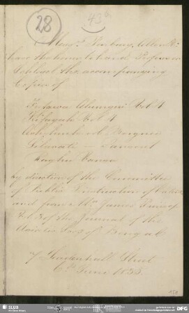 Eigenh. Brief von Parbury, Allen & Co.  an August Wilhelm von Schlegel, London, 13.10.1791