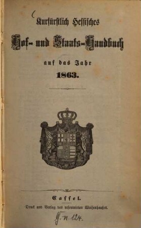 Kurfürstlich Hessisches Hof- und Staatshandbuch, 1863