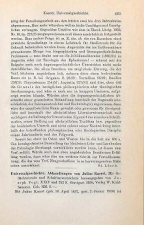 405-406 [Rezension] Kaerst, Julius, Universal-Geschichte
