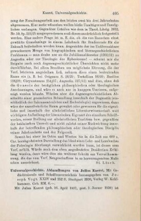 405-406 [Rezension] Kaerst, Julius, Universal-Geschichte