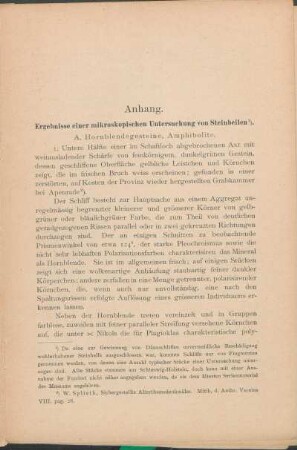 Anhang. Ergebnisse einer mikroskopischen Untersuchung von Steinbeilen.