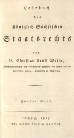 Bd. 2: Lehrbuch des Königlich Sächsischen Staatsrechts