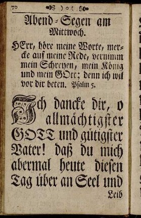 Abend-Segen am Mittwoch