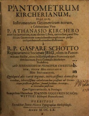 Pantometrum Kircherianum, Hoc Est, Instrumentum Geometricum novum