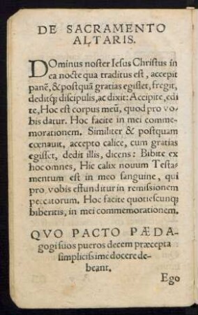 Quo Pacto Paedagogi suos pueros decem praecepta simplicissime docere debeant.