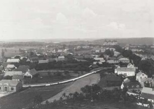Moritzburg, Ansicht des Ortes von Süden mit dem Schloss vom Turm der Kirche Eisenberg