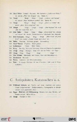 Antiquitäten , Kunstsachen (Nr. 158-339)
