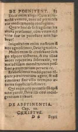 De Abstinentia. Cap. 10.