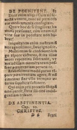 De Abstinentia. Cap. 10.