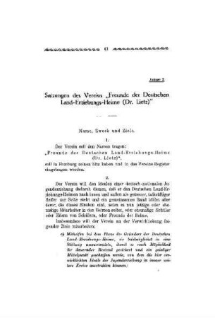 Satzungen des Vereins "Freunde der Deutschen Land-Erziehungs-Heime (Dr. Lietz)