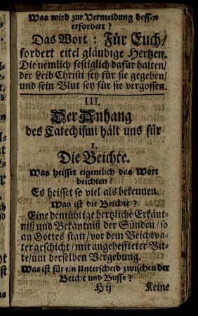 III. Der Anhang des Catechismis haelt uns fuer