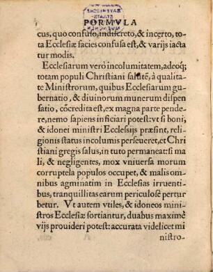 Formvla Reformationis Ecclesiasticae : In Comitijs Augustanis, Anno M.D.L.IX. quibusdam adiectionibus aucta, & locupletata