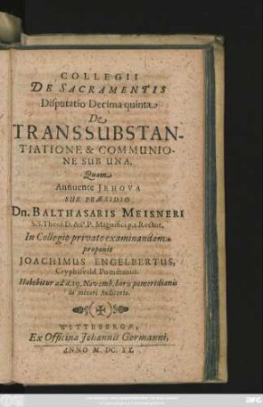 15: De Transsubstantiatione & Communione Sub Una