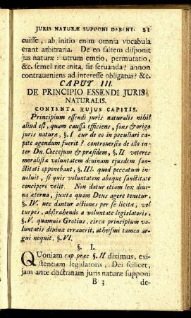 Caput III. De Principio Essendi Juris Naturalis.