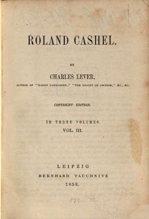 Roland Cashel : in three volumes, 3