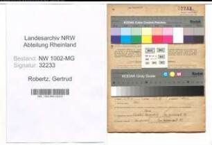 Entnazifizierung Gertrud Robertz , geb. 04.01.1921 (Hausgehilfin)