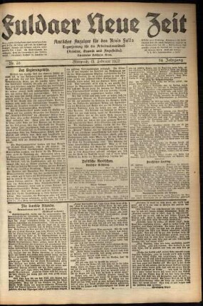 Ausgabe vom Mittwoch, den 15. Februar 1922.