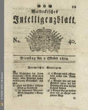 No. 40. Dienstag den 2 Oktober 1804