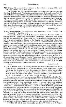 366-367, W. Stieber. Praktisches Lehrbuch der Kriminalpolizei und besonderer Berücksichtigung der Kriminologie und Kriminaltaktik. 1921