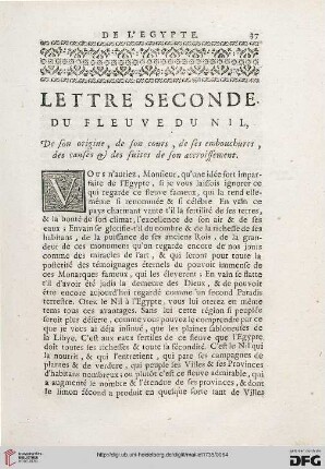 Lettre seconde: Du fleuve du Nil