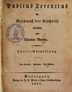 Publius Terentius im Versmaß der Urschrift, 2