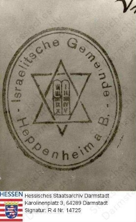 Heppenheim an der Bergstraße, Israelitische Gemeinde / Briefstempel der Israelitischen Gemeinde (bis 1935)