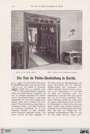 Die Van de Velde-Ausstellung in Berlin
