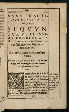 515-536, Primum - Decimum Tertium Problema Metaphysicum