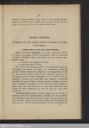 Zweiter Abschnitt. Vorschläge für eine rationelle Landesvermessung des Königreichs Sachsen