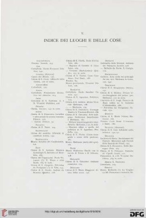 V. Indice dei luoghi e delle cose
