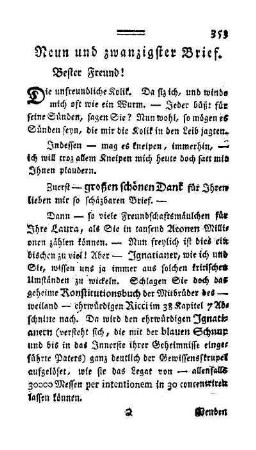Neun und zwanzigster Brief