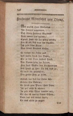 Friedrichs Ritterfahrt zum Olymp.